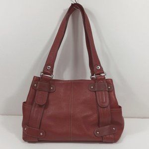 Tignanello Red Pebbled Leather Shoulder Bag